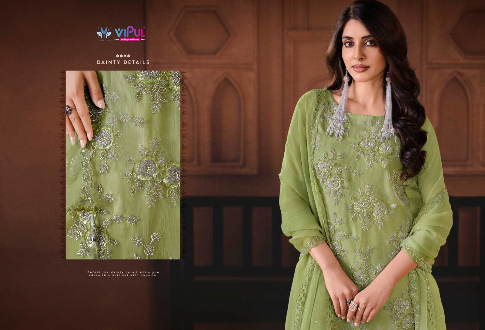 Vipul Arissa Crinkle Chiffon With Work Designer Salwar Suit - Image 5