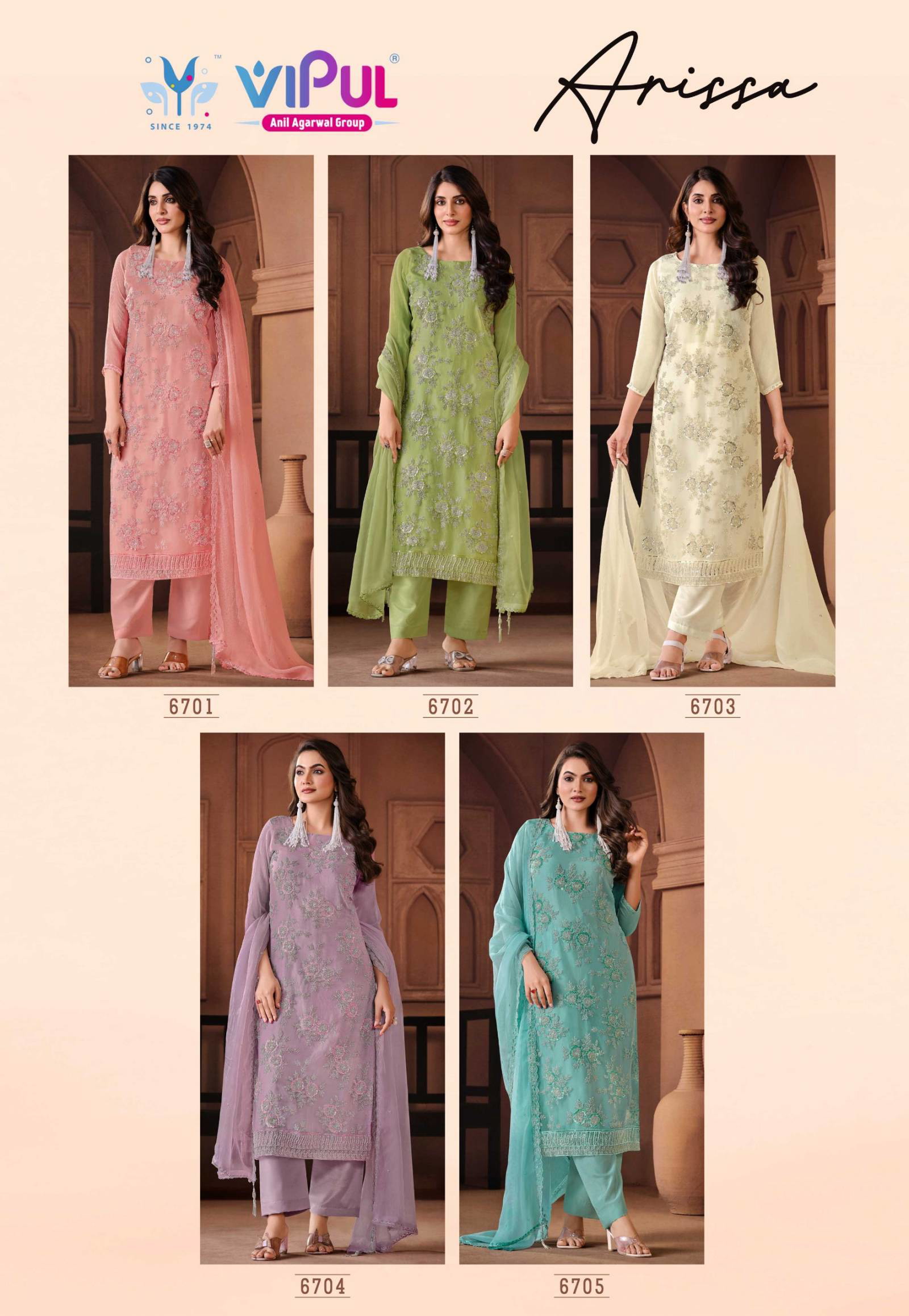 Vipul Arissa Crinkle Chiffon With Work Designer Salwar Suit - Image 9