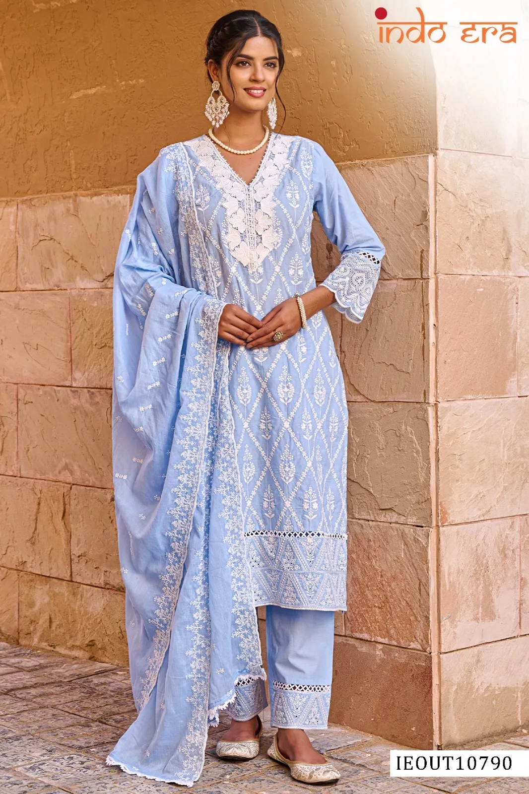 Indo Era 2591 Cotton Floral Printed Embroidered Salwar Suit