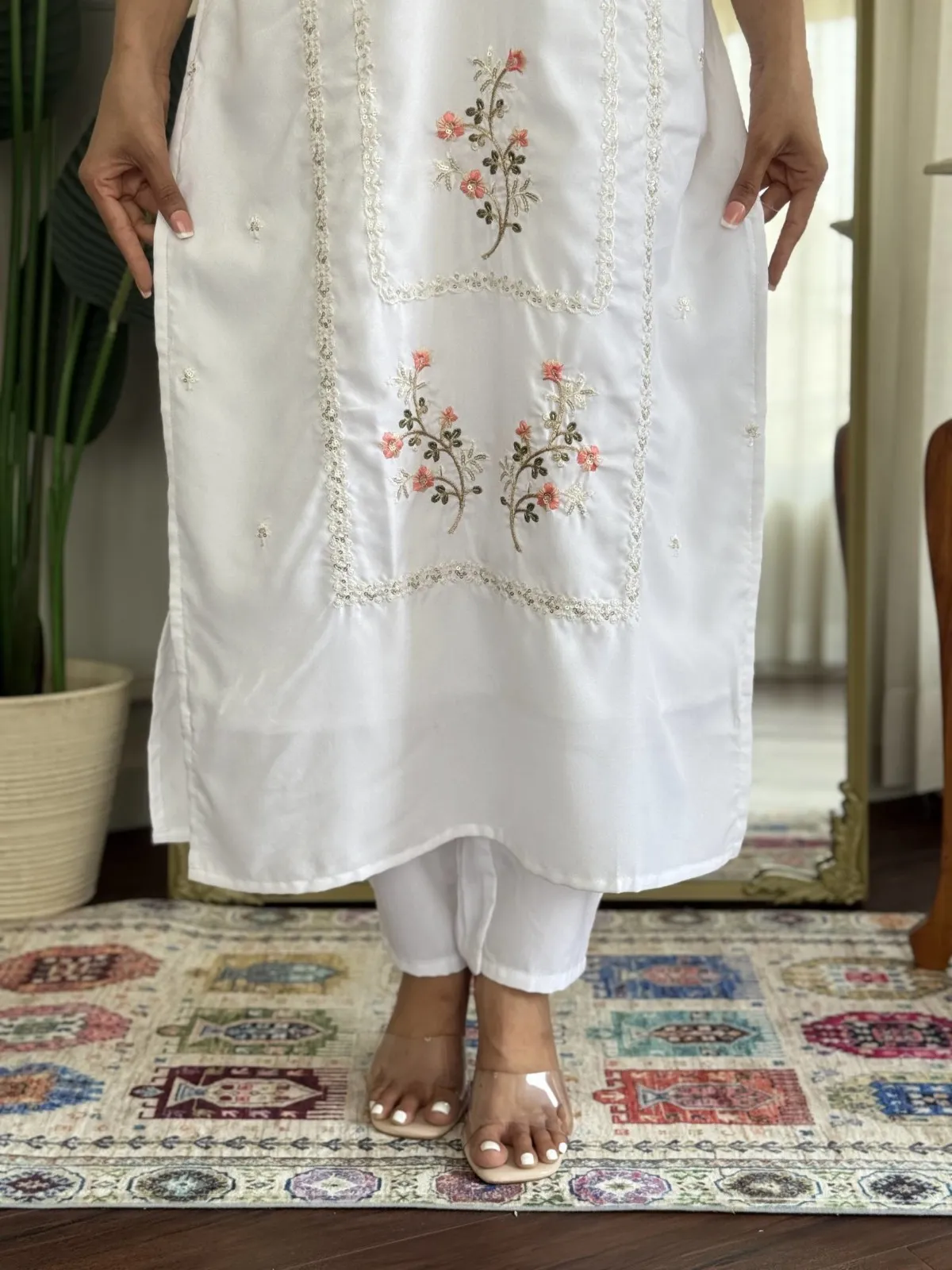 Kibansi 01 Rayon Wirh Embroidery Straight Kurti Pant And Dupatta Set - Image 4