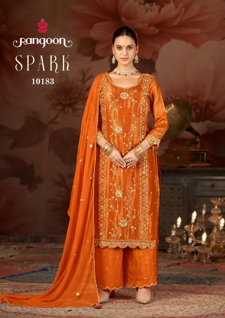Rangoon Spark Viscose Simmer Fancy Work Designer Salwar Kameez