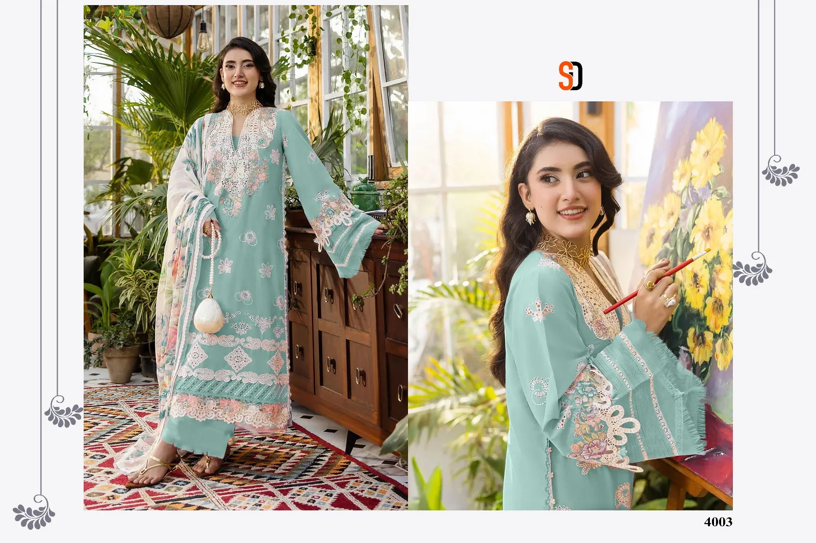 Shraddha Elaf Vol 4 Cotton Embroidered Work Pakistani Salwar Suit - Image 2