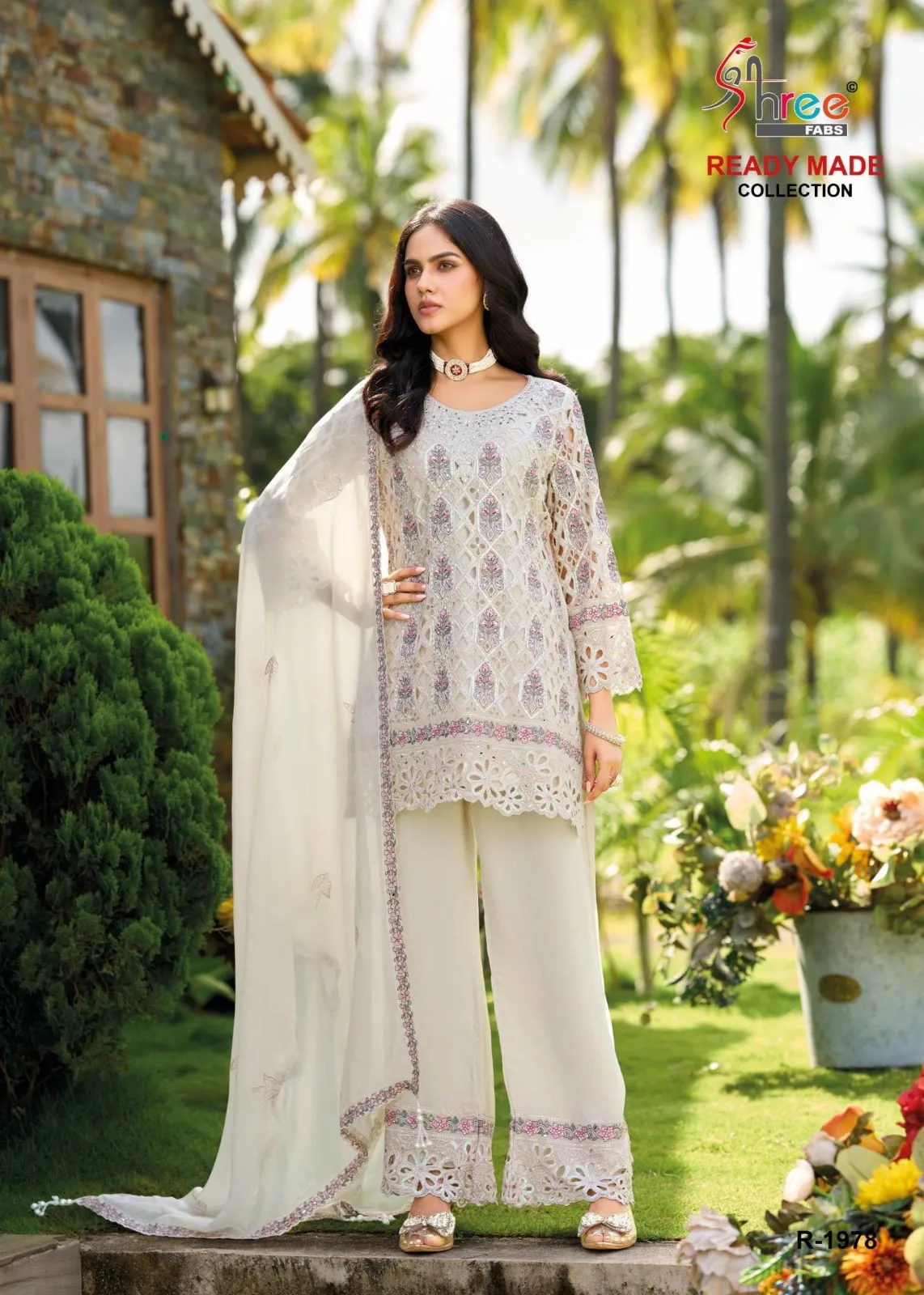 Shree R 1978 Chinon With Khatli Work Pakistani Readymade Suit