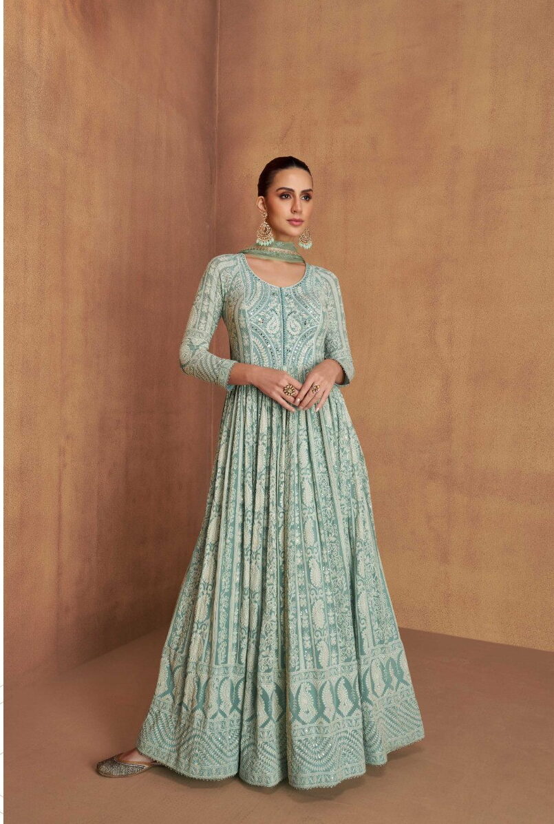 Gulkayra Royal Georgette Embroidery & Handwork Gown with Dupatta