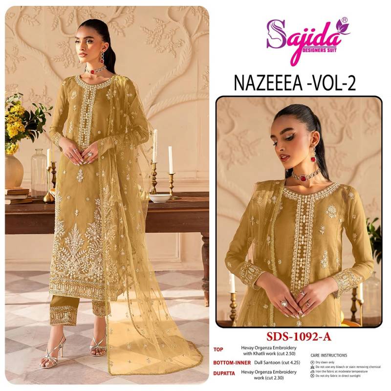 Sajida Nazeeea Vol 2 Organza Embroidered Salwar Suit