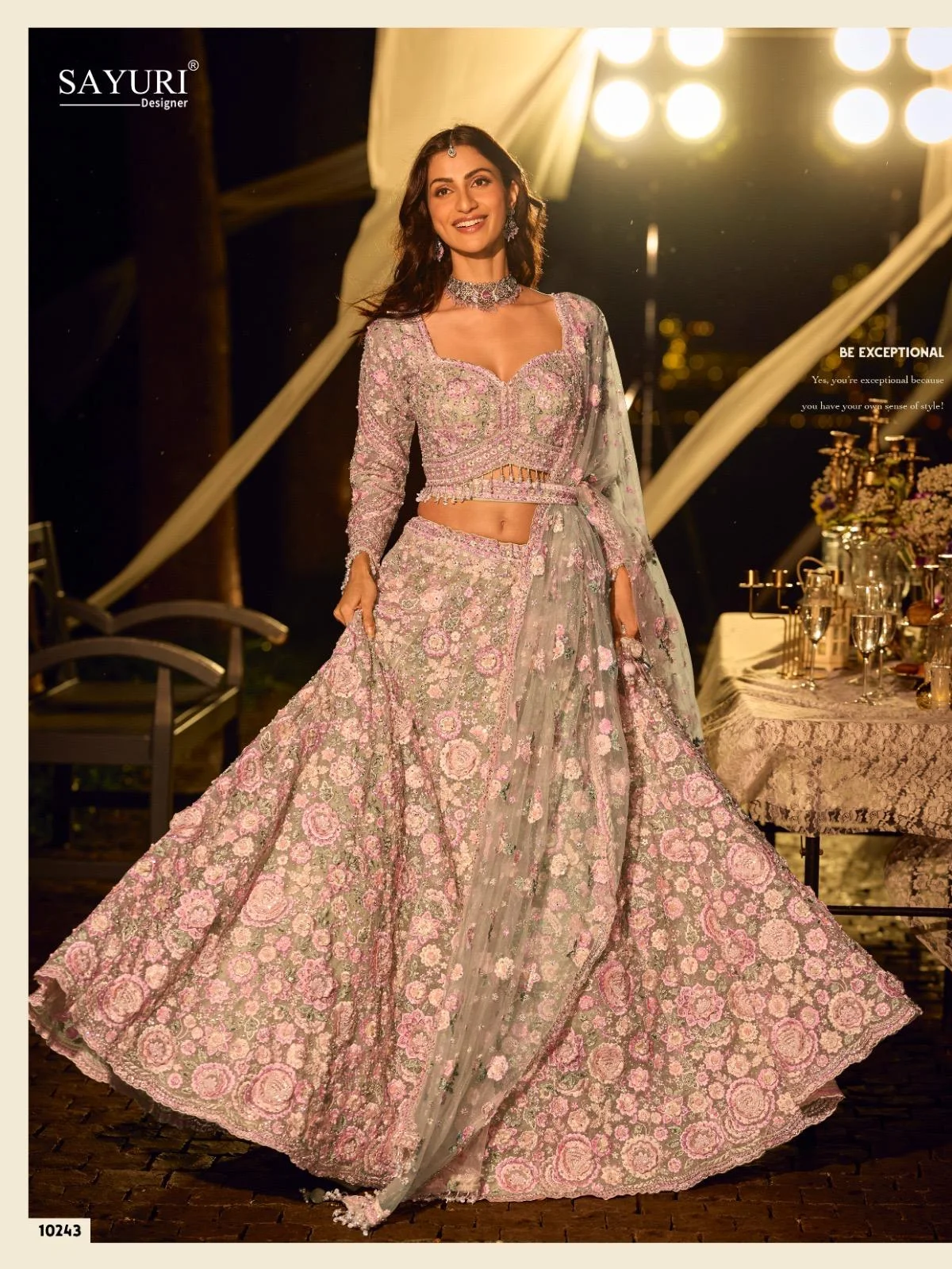 Sayuri Riyaasat Premium Bridal  Pure Net Embroidered Lehenga
