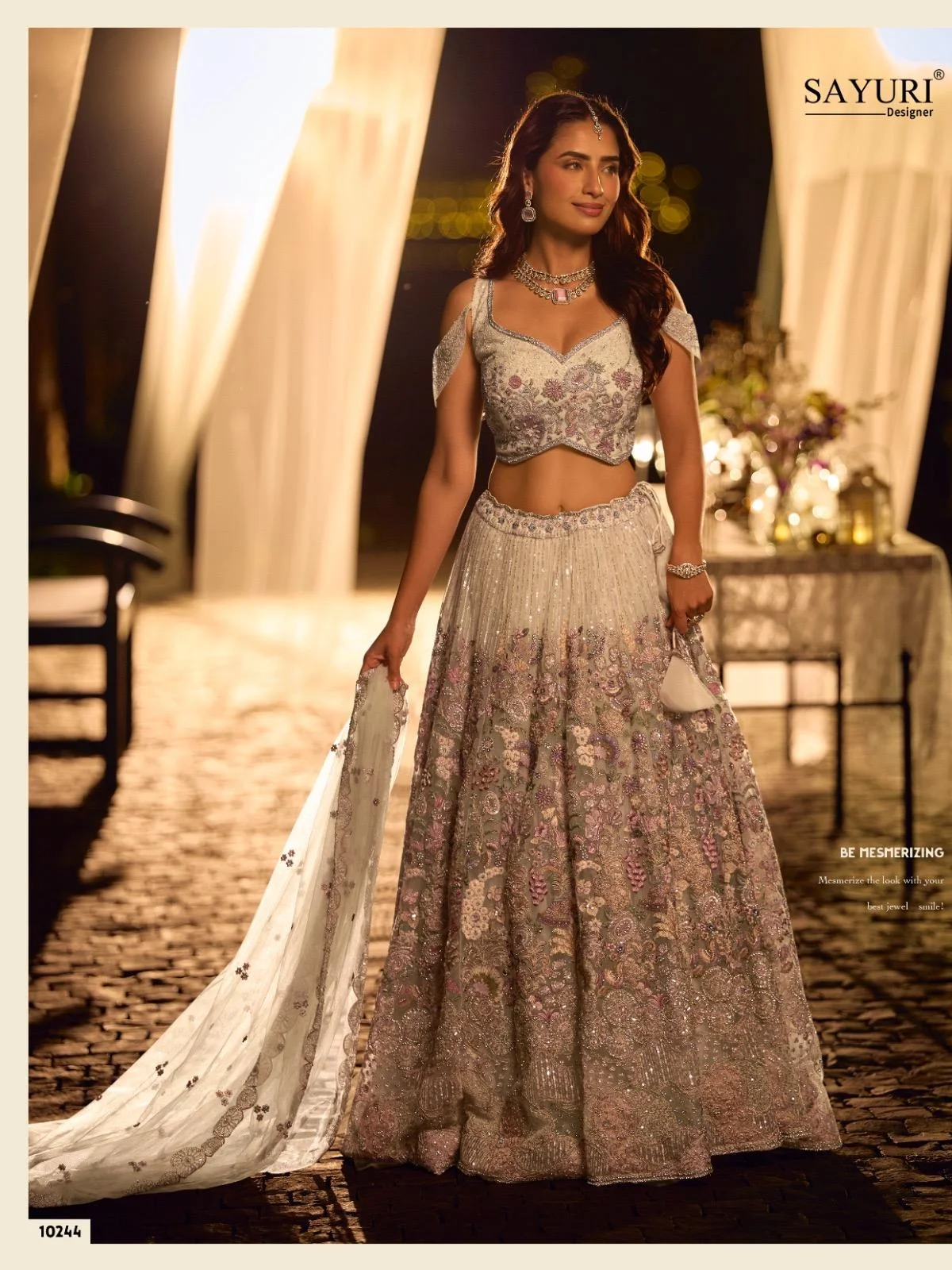 Sayuri Riyaasat Premium Bridal Pure Net Embroidered Lehenga