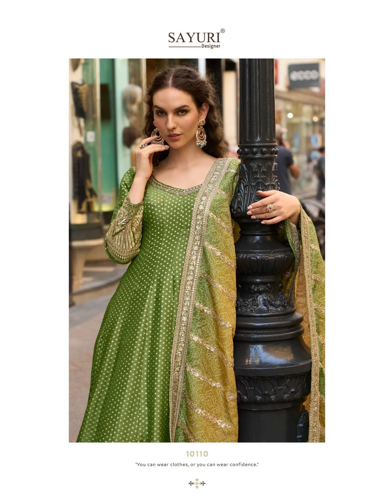 Sayuri Kusum Designer Viscose Jacquard Silk Gown With Dupatta - Image 7