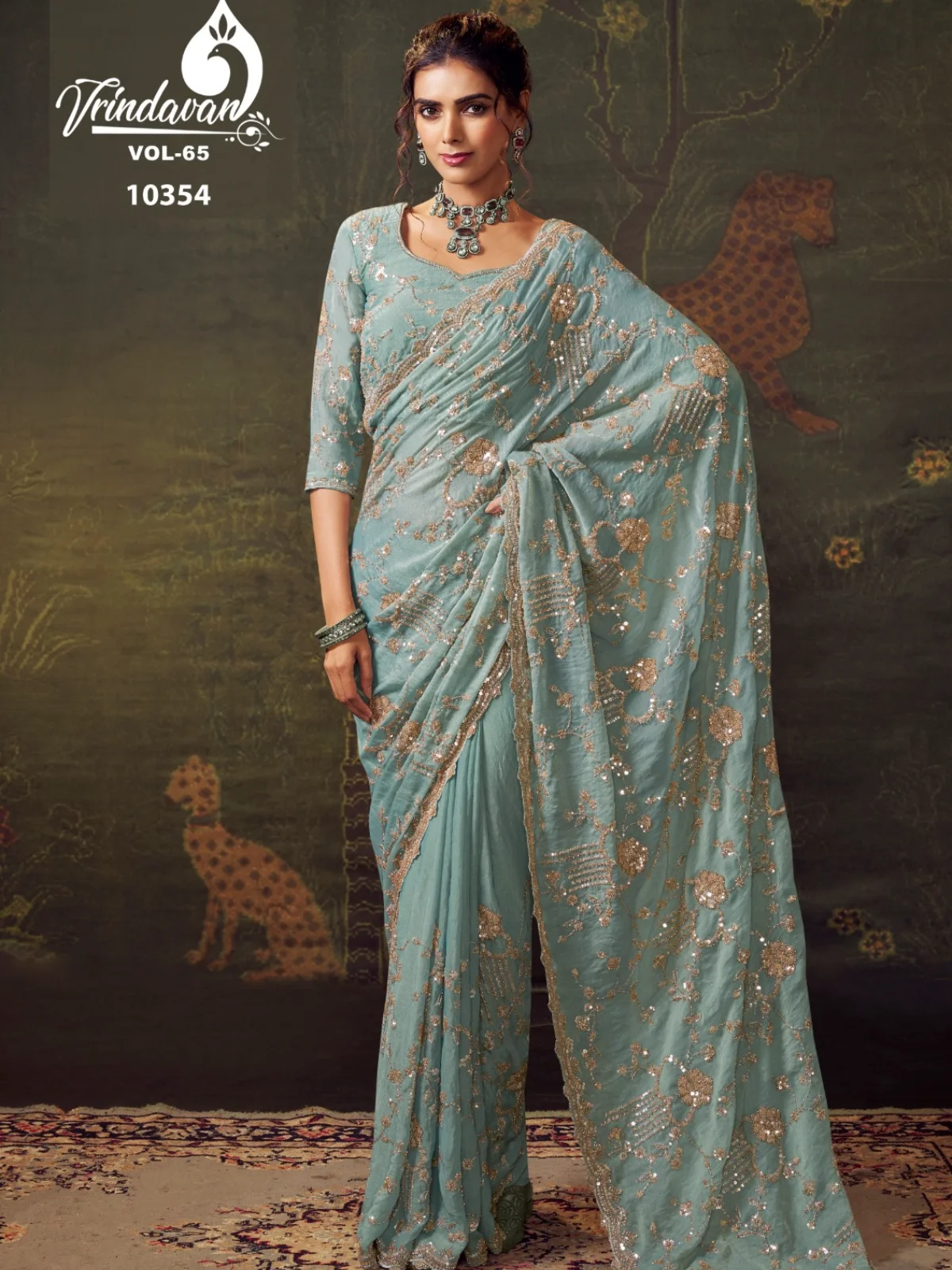 Royal Vrindavan Premium Tissue Fabric Saree Collection - Image 9