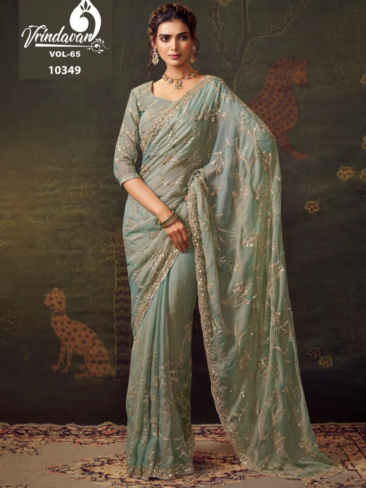 Royal Vrindavan Premium Tissue Fabric Saree Collection - Image 5