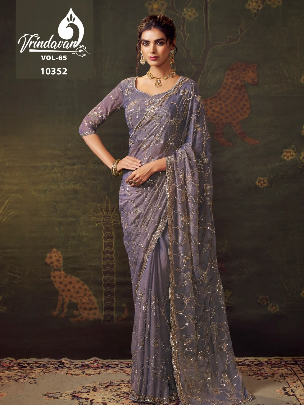 Royal Vrindavan Premium Tissue Fabric Saree Collection - Image 2