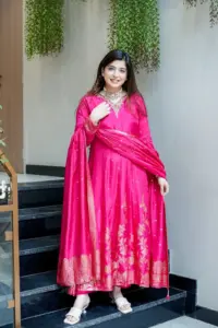 AD Designer Premium Anarkali  hand Work 3-Piece Suit Set