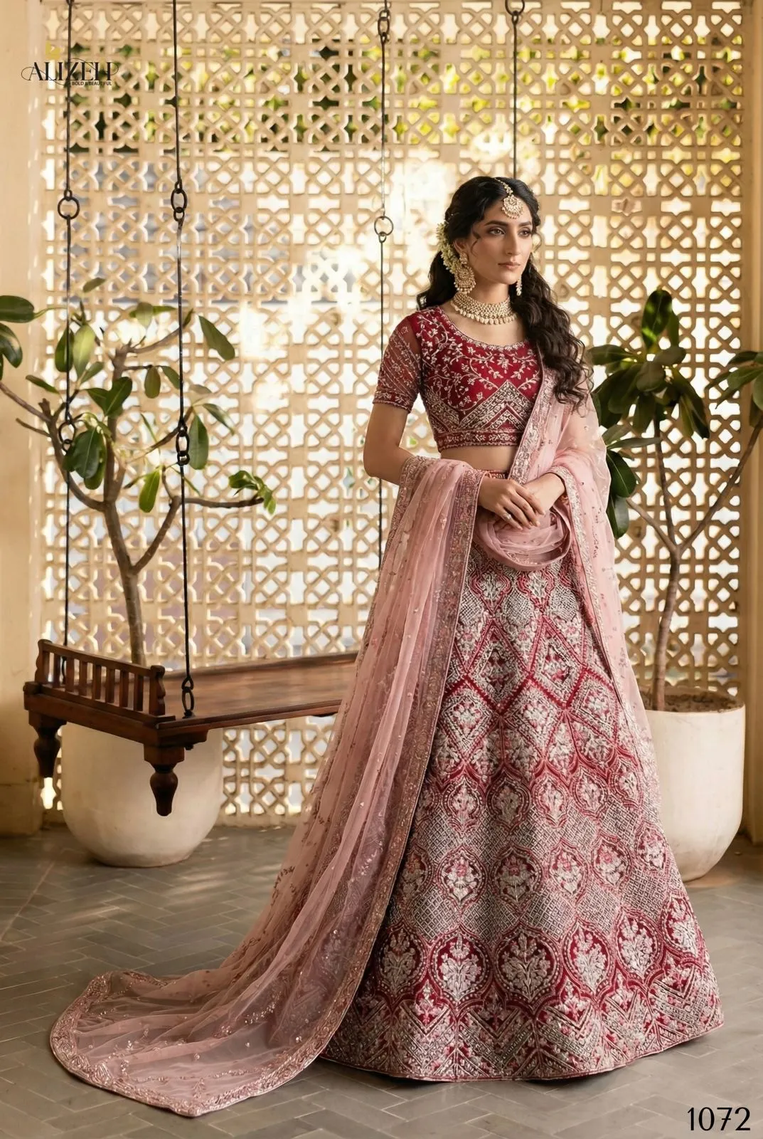 Alizeh 1072 Premium Designer Maroon Lehenga Choli Set