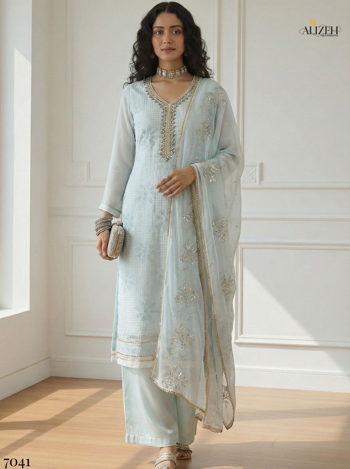 Alizeh Premium Georgette Embroidered Readymade Salwar Suit - Image 7