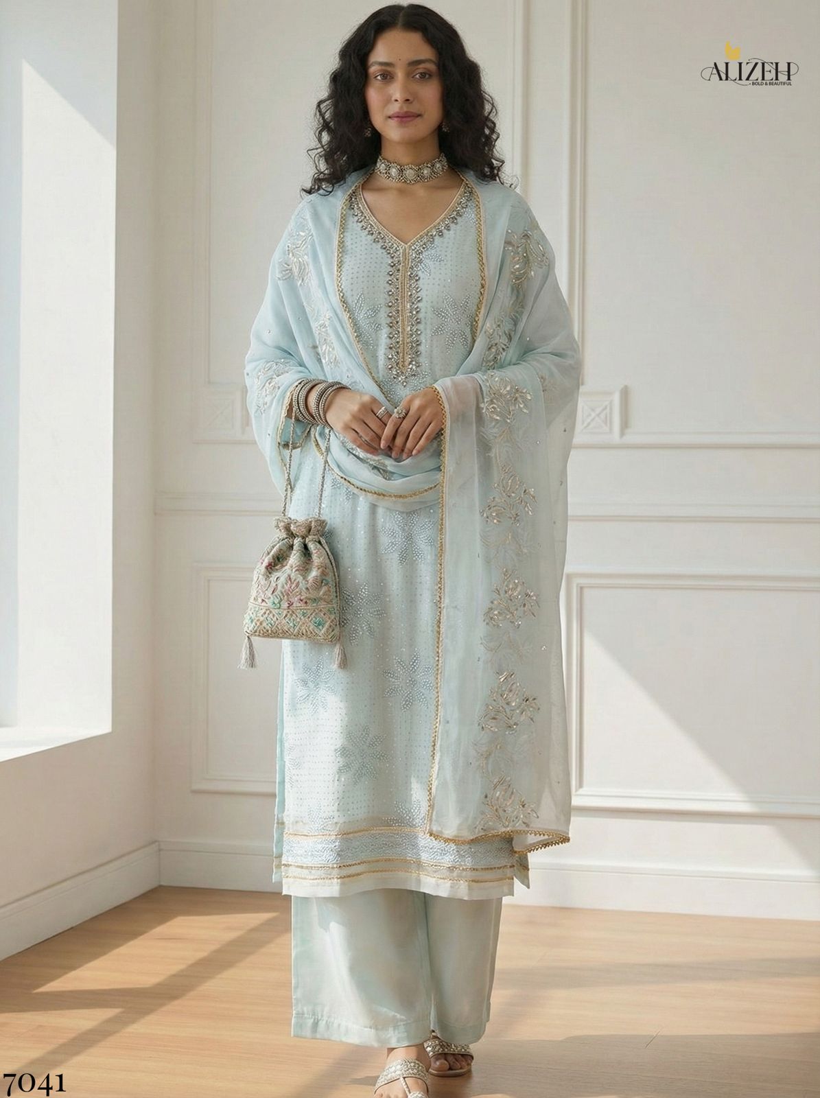 Alizeh Premium Georgette Embroidered Readymade Salwar Suit - Image 10