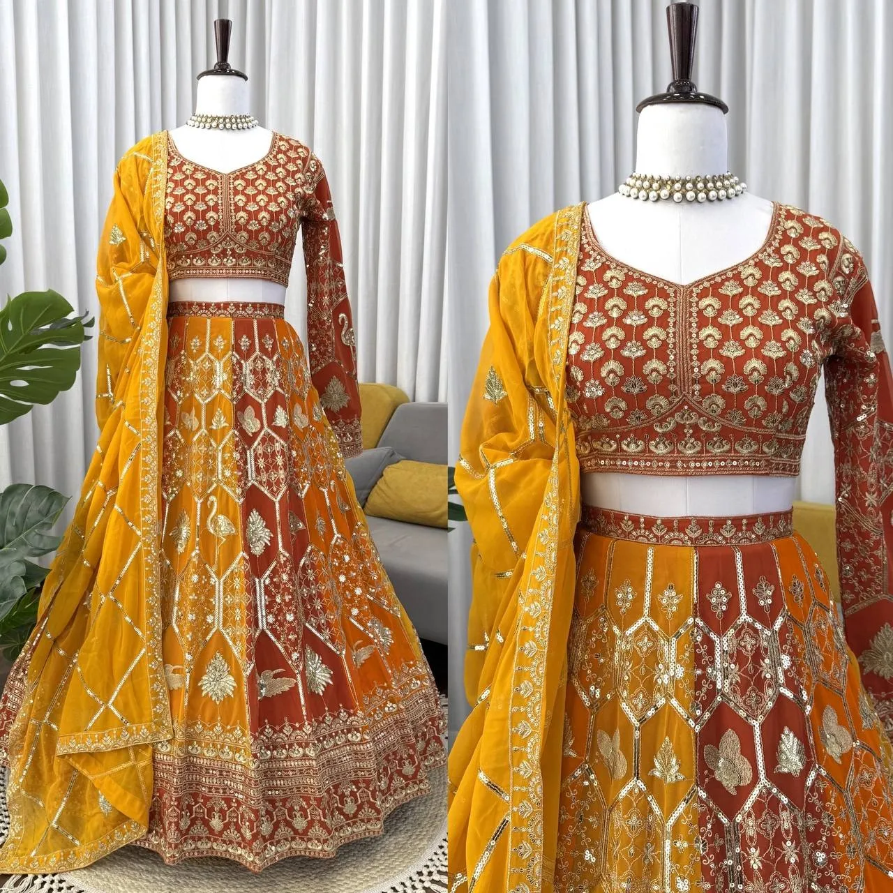 Bridesmaid Premium Designer Boutique Yellow Lehenga Choli Collection - Image 5