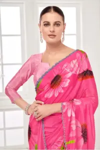 Gardenia Premium Digital Silk Crape With Swarovski Work Saree