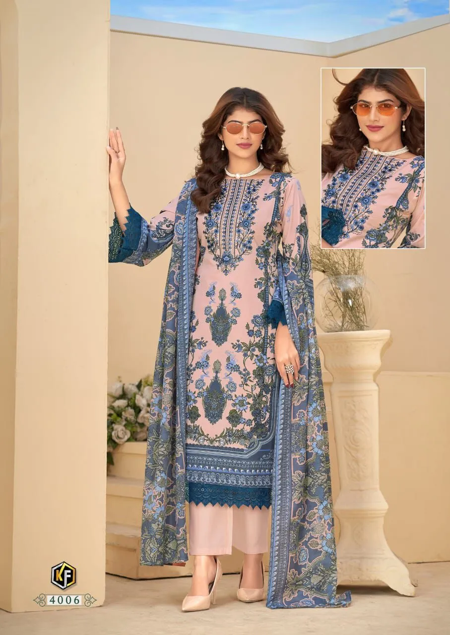 Keval Jazmin Vol 4 Cotton Embroidered Work Dress Material