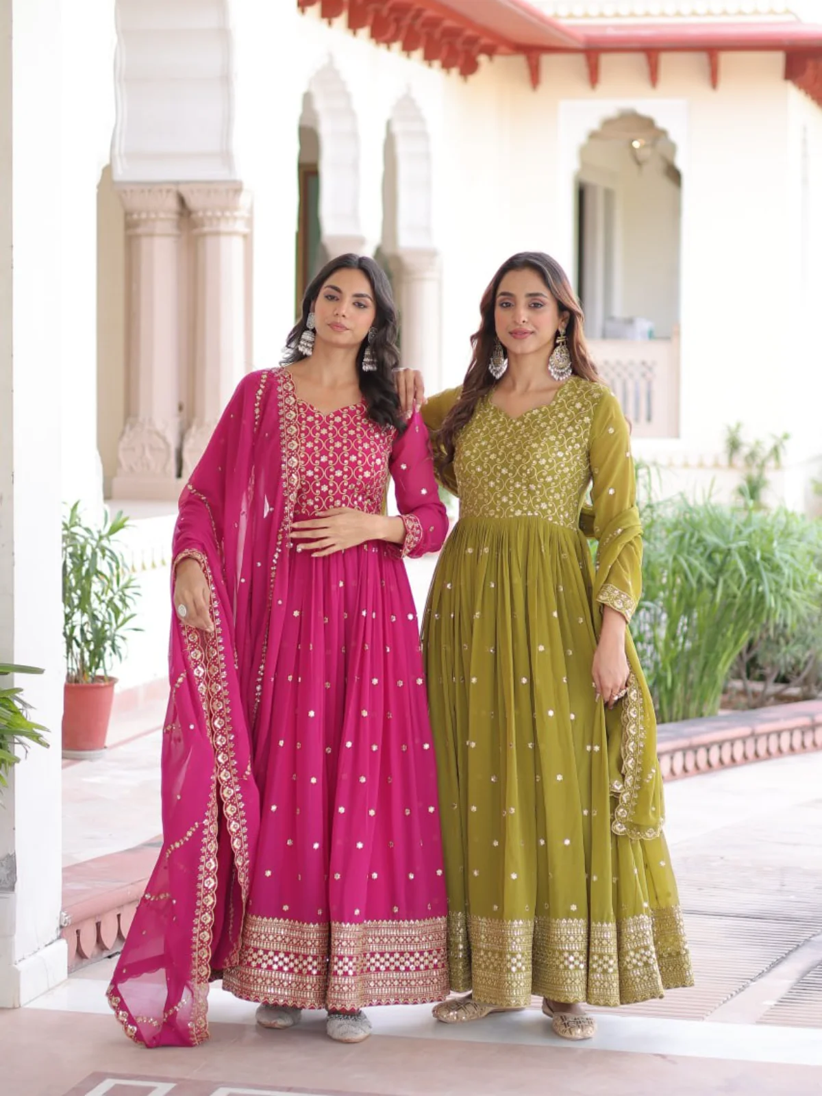 LW-9282 Faux Georgette Embroidered Gown with Dupatta - Image 5