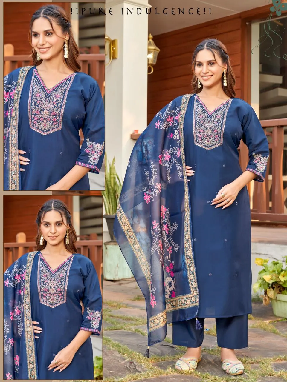 Naisha K 519 Roman Silk With Work Kurti With Bottom and Dupatta Set