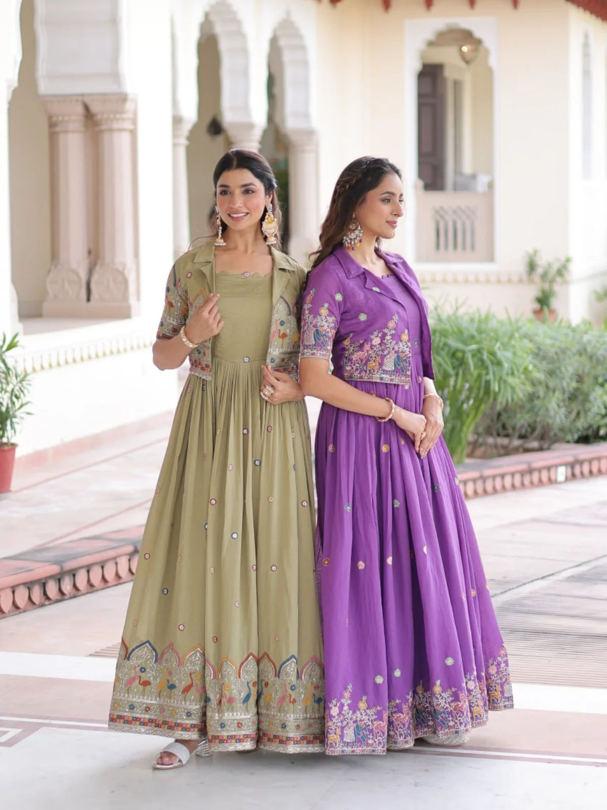 LW-9303 Premium Silk Readymade Gown with Embroidered Koti - Image 7