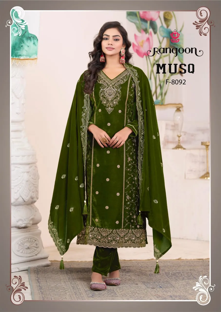 Rangoon Musq Viscose Velvet With Work Designer Salwar Kameez