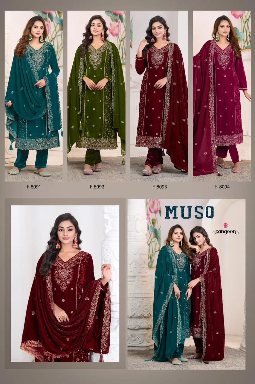 Rangoon Musq Viscose Velvet With Work Designer Salwar Kameez - Image 2