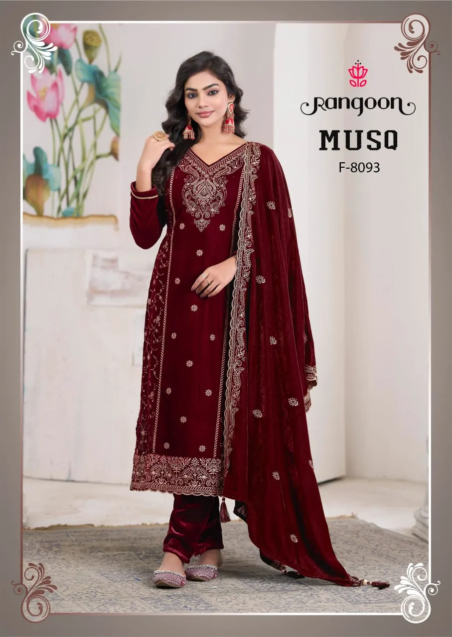 Rangoon Musq Viscose Velvet With Work Designer Salwar Kameez - Image 4