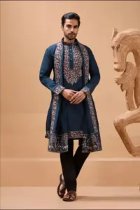 Royal Look Viscose Silk Embroidered Threadwork Kurta Pant And Dupatta