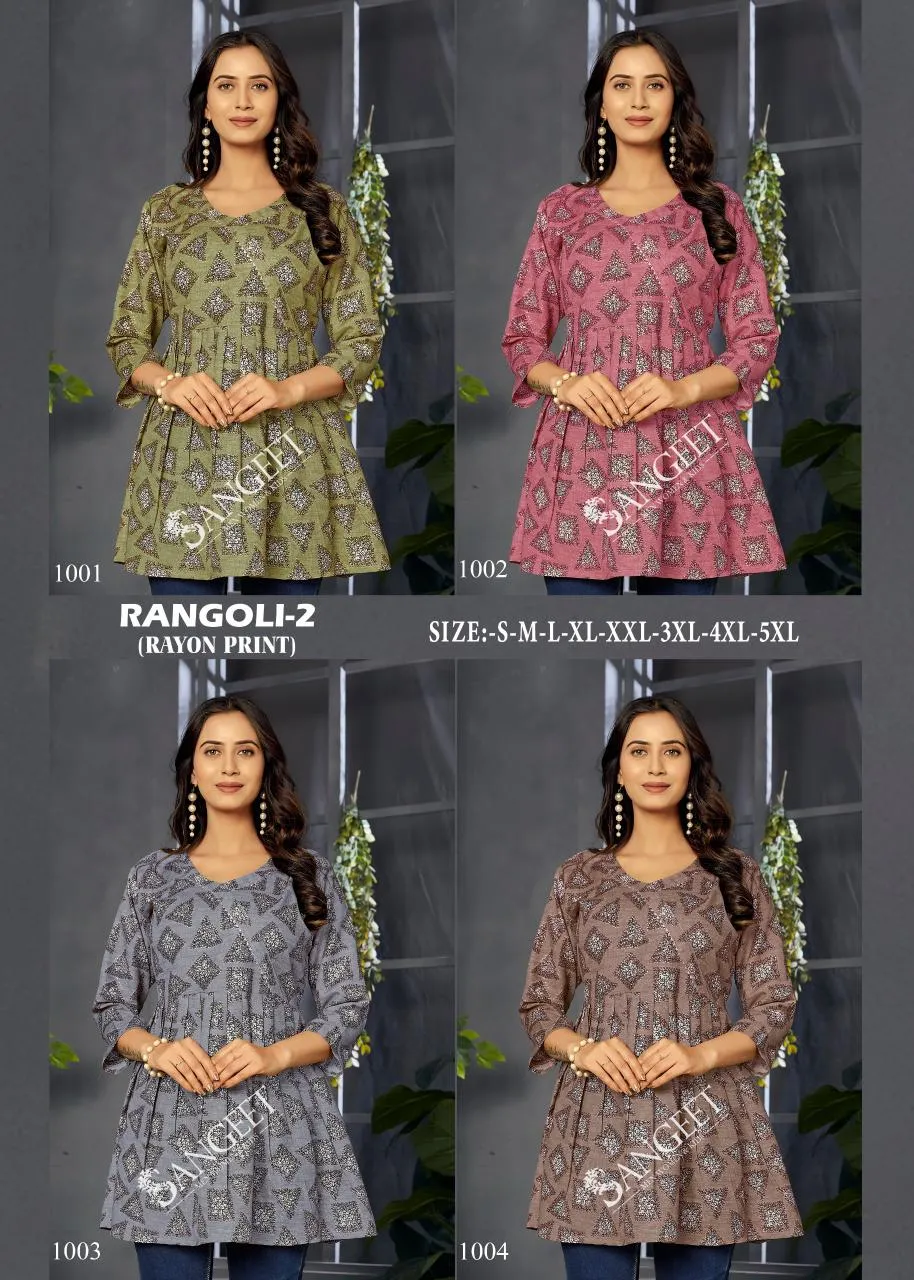 Sangeet Rangoli 2 Rayon Printed Stylish Ladies Top Collection - Image 4