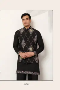 Shubhvastra Rivaaj Viscose Art Silk Mens Kurta Pant & Koti Collection - Image 7