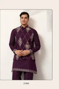 Shubhvastra Rivaaj Viscose Art Silk Mens Kurta Pant & Koti Collection - Image 6
