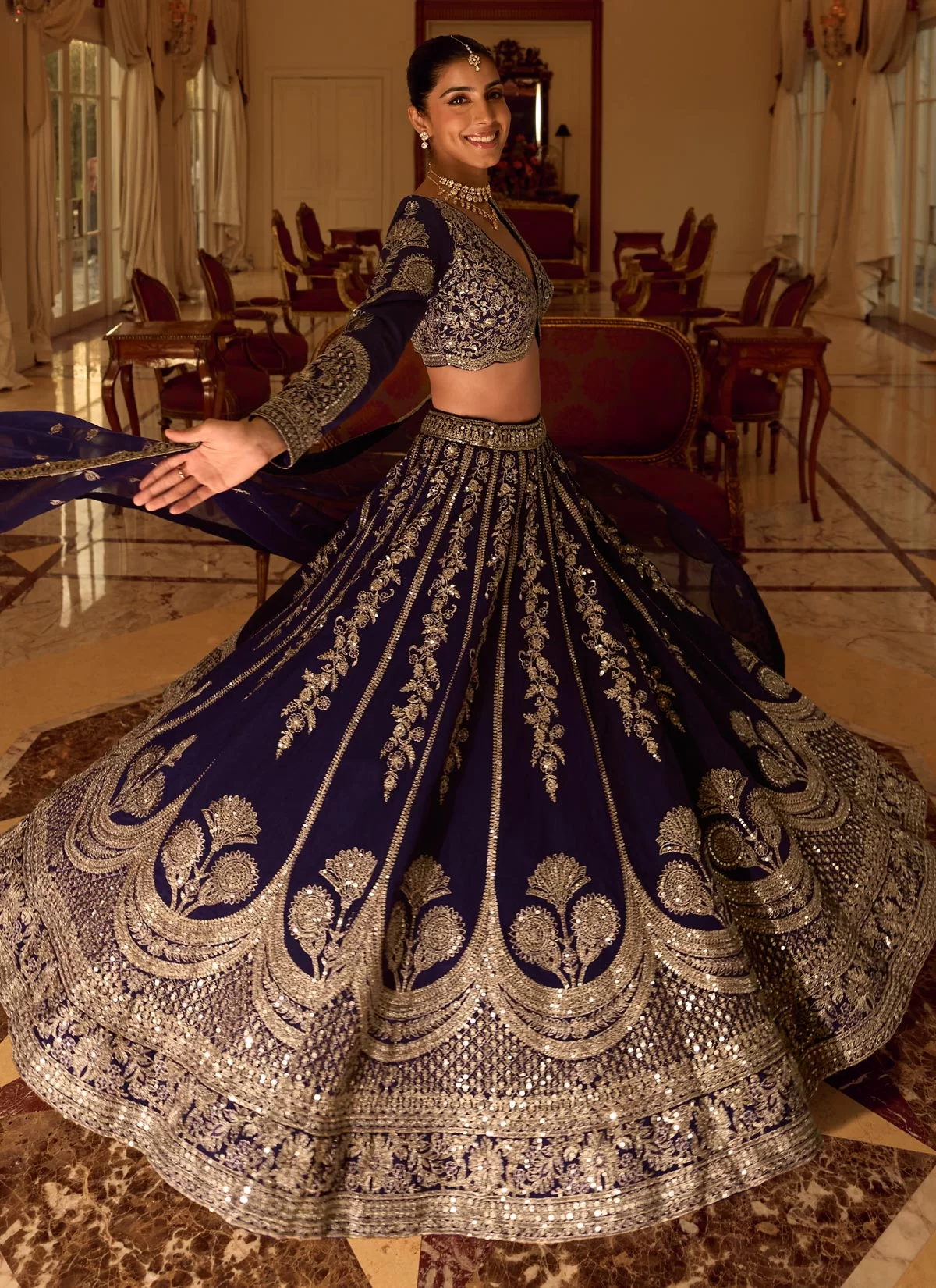 Purple Silk Embroidered Work Readymade Lehenga Choli - Image 3