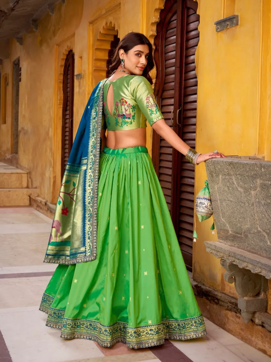Madhura Soft Silk Paithani Zari Woven Lehenga Choli Set - Image 9