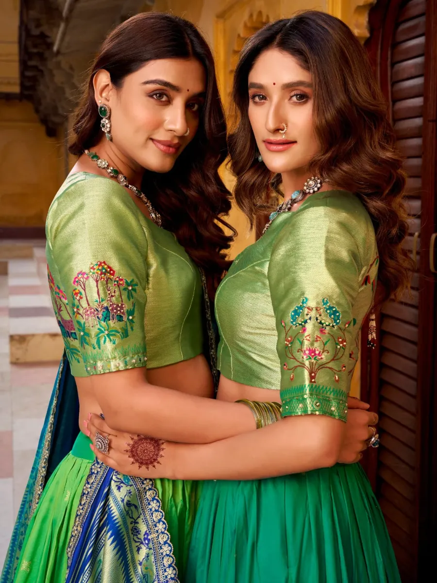 Madhura Soft Silk Paithani Zari Woven Lehenga Choli Set - Image 15