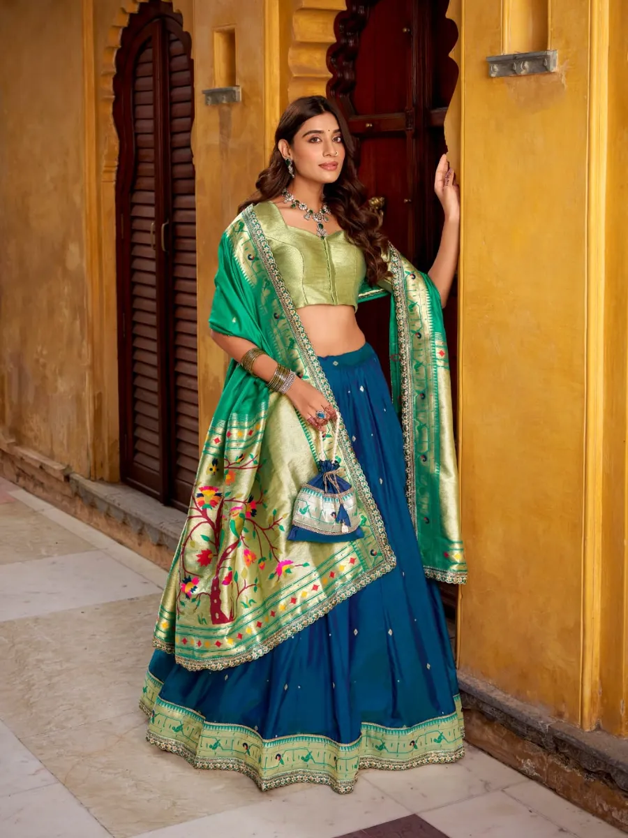 Madhura Soft Silk Paithani Zari Woven Lehenga Choli Set - Image 14