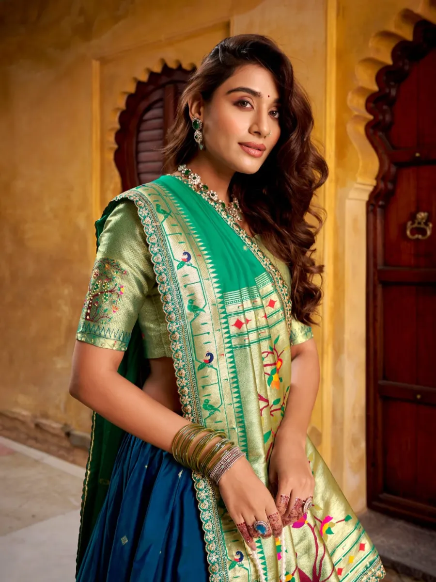 Madhura Soft Silk Paithani Zari Woven Lehenga Choli Set - Image 10