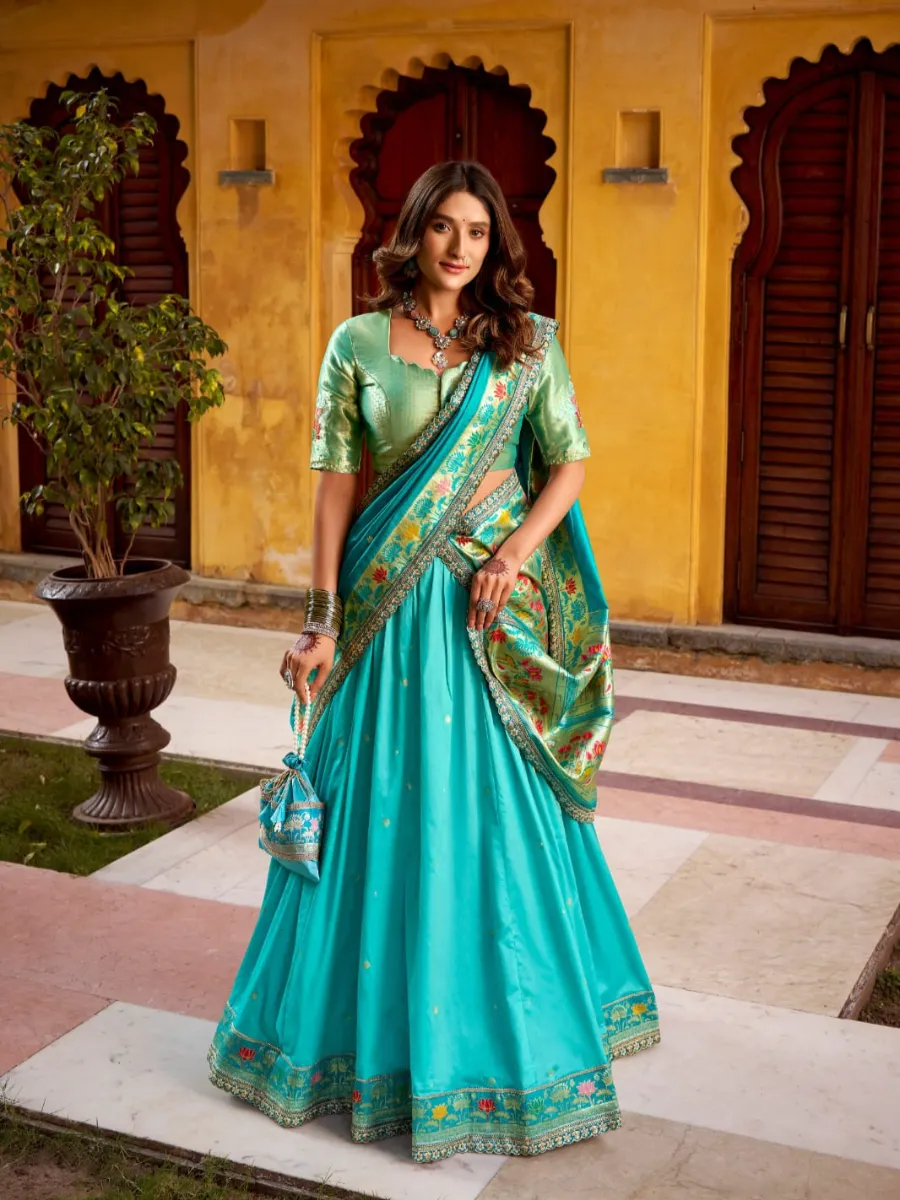 Madhura Soft Silk Paithani Zari Woven Lehenga Choli Set