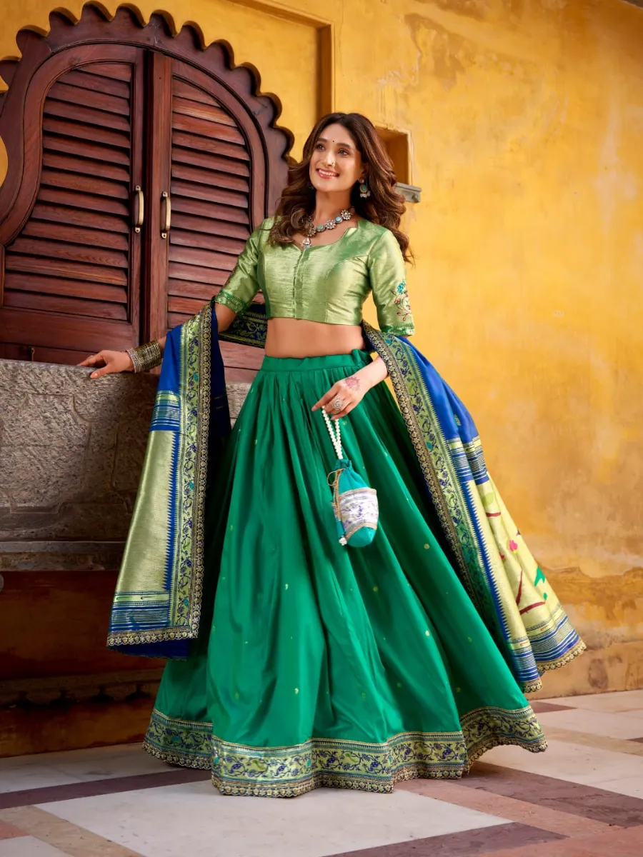 Madhura Soft Silk Paithani Zari Woven Lehenga Choli Set - Image 4