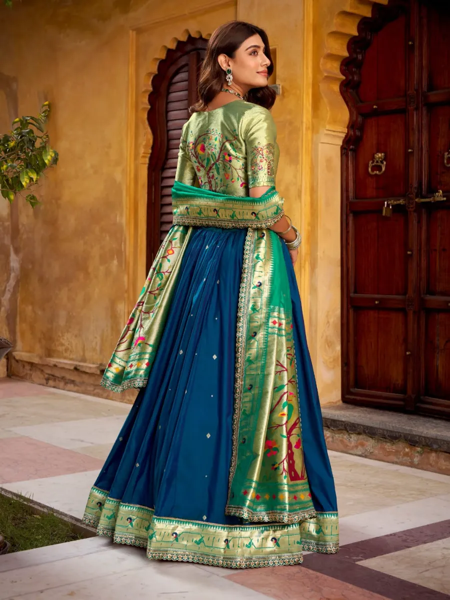Madhura Soft Silk Paithani Zari Woven Lehenga Choli Set - Image 3