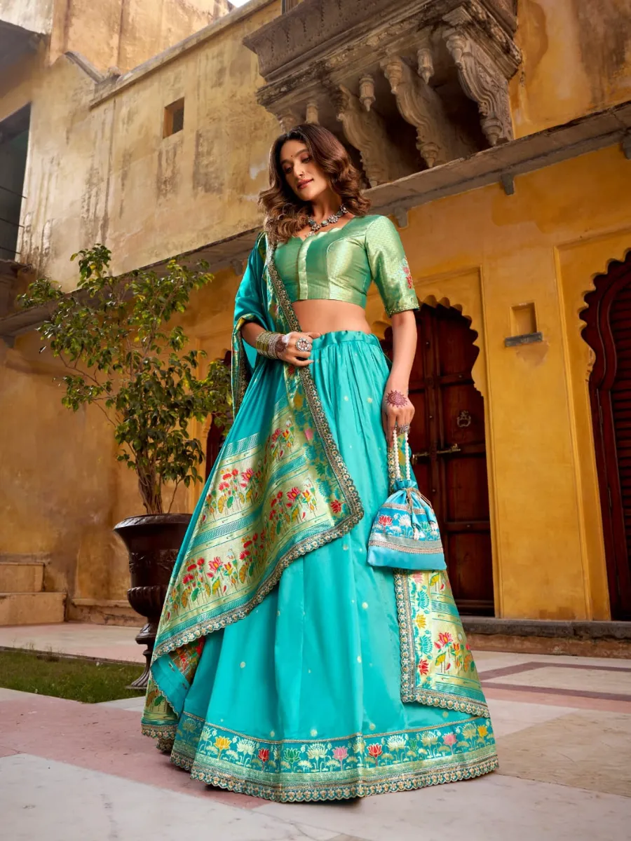 Madhura Soft Silk Paithani Zari Woven Lehenga Choli Set - Image 2