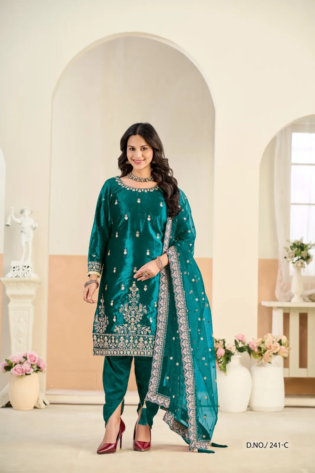 Aanaya Vol 241 Ice Velvet With Embroidery Work Top Bottom And Dupatta Set
