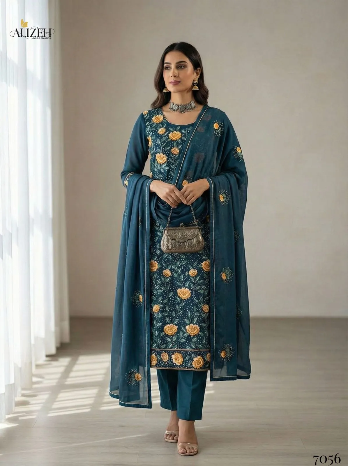Alizeh 7054 To 7057 Georgette With Embroidered Work Readymade Suit