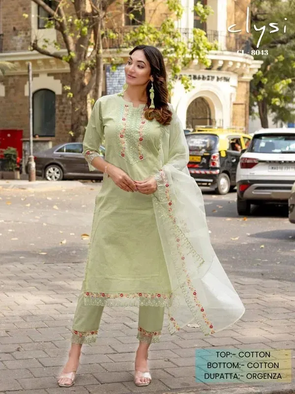 Clysi 8043 And 8044 Cotton Stylish Kurti Pant And Dupatta Collection