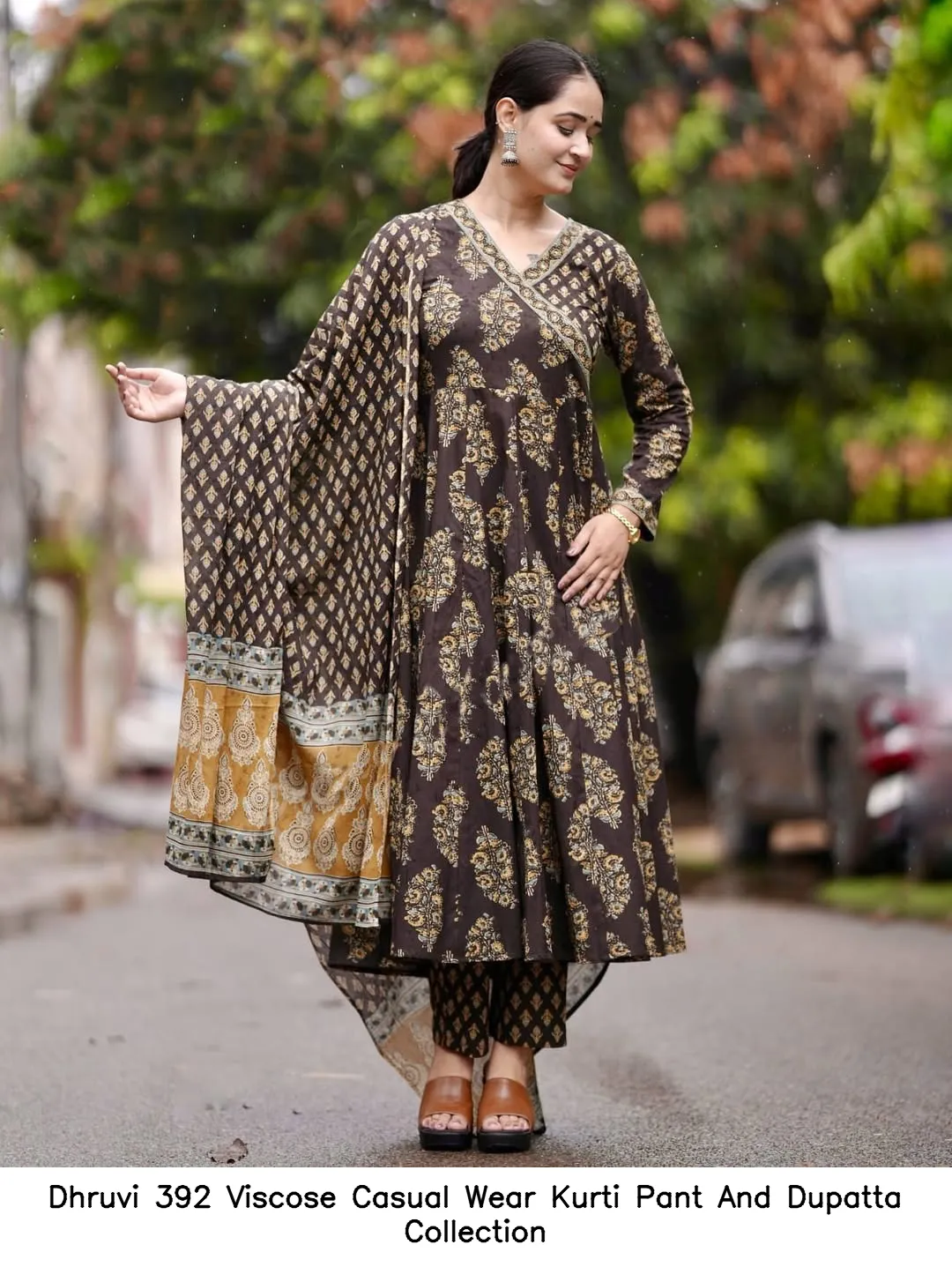 Dhruvi 392 Viscose Casual Wear Kurti Pant And Dupatta Collection