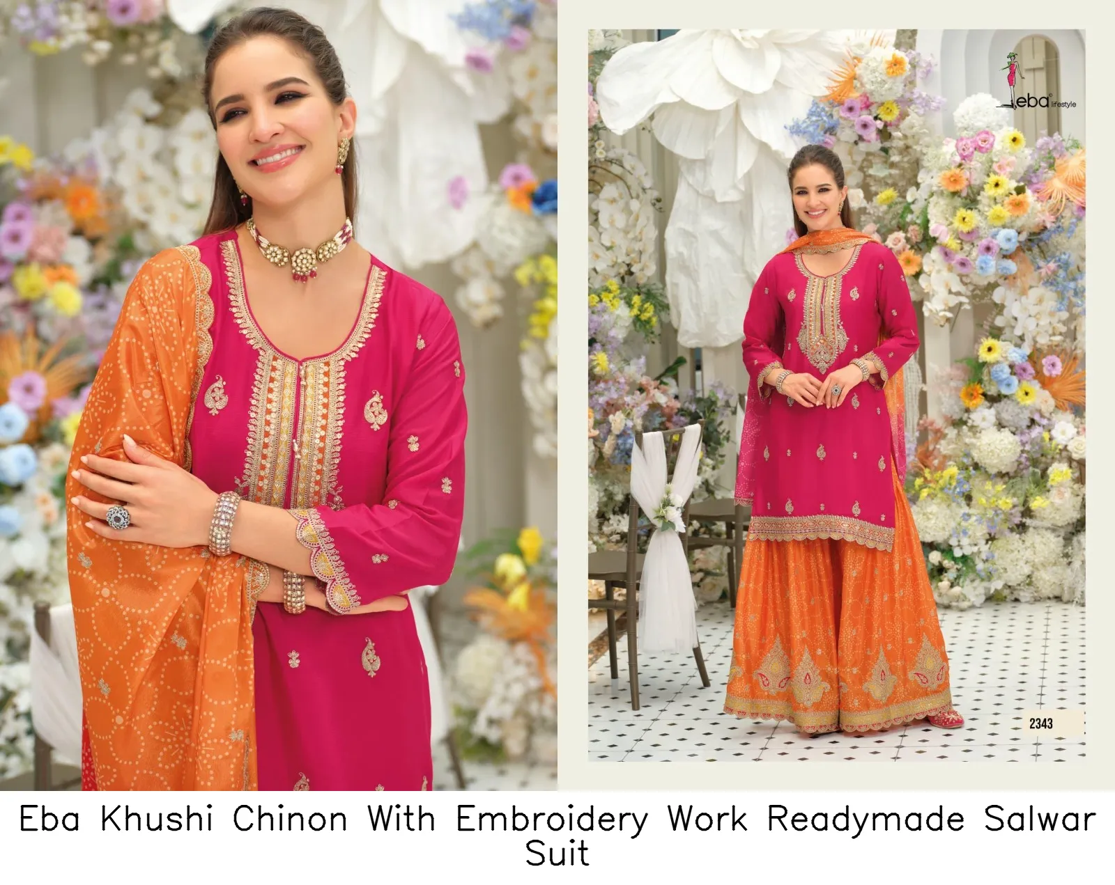 Eba Khushi Chinon With Embroidery Work Readymade Salwar Suit