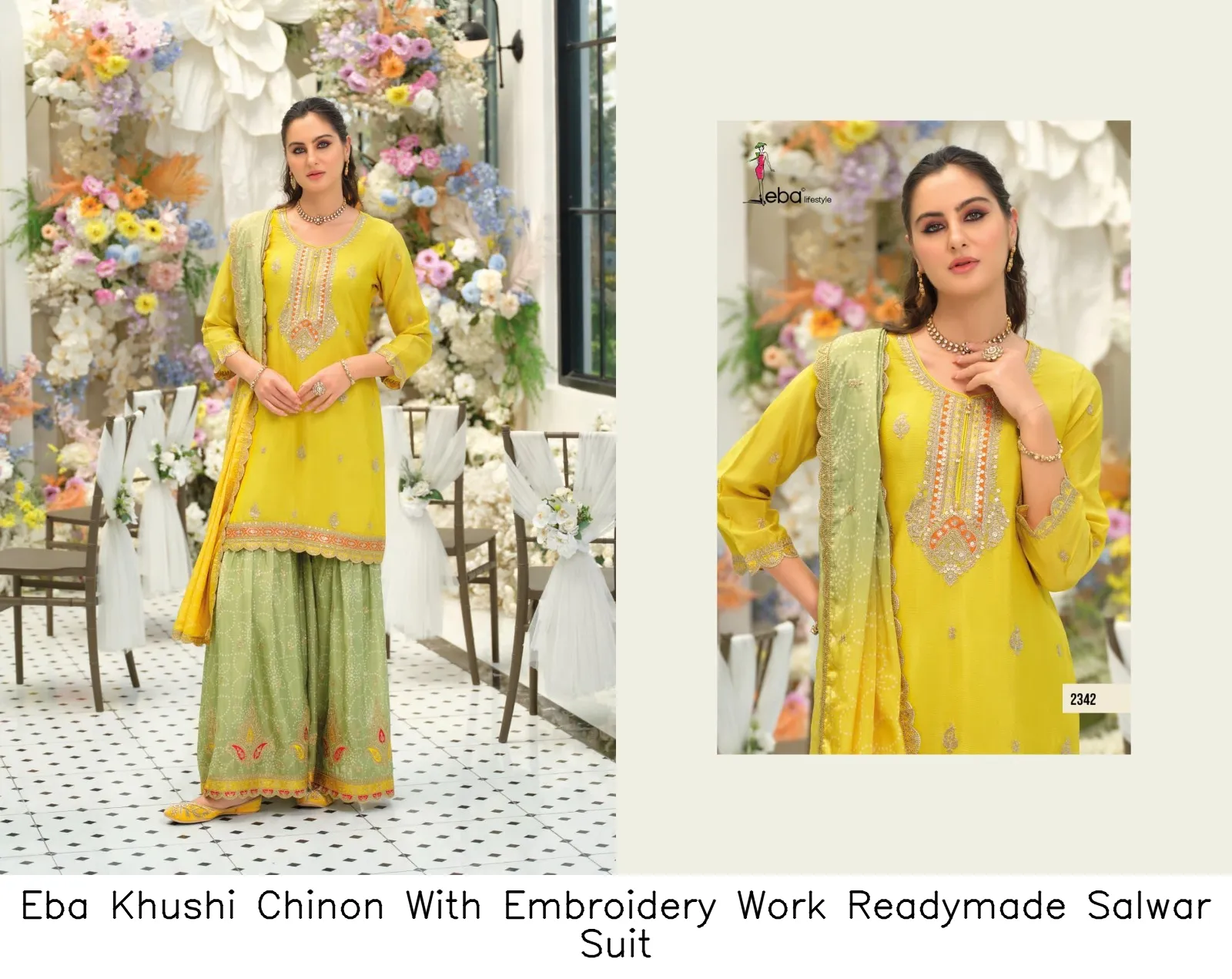 Eba Khushi Chinon With Embroidery Work Readymade Salwar Suit
