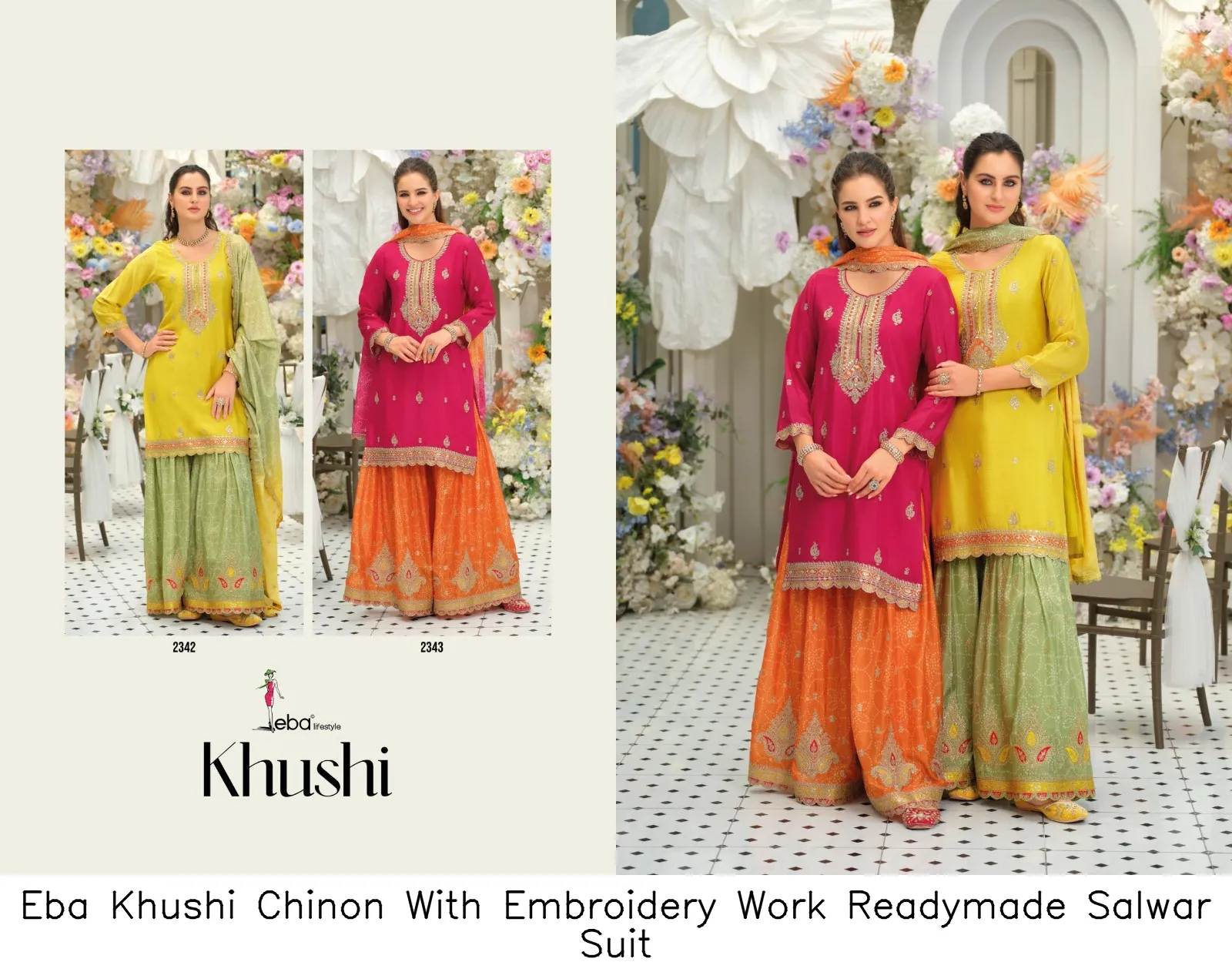 Eba Khushi Chinon With Embroidery Work Readymade Salwar Suit
