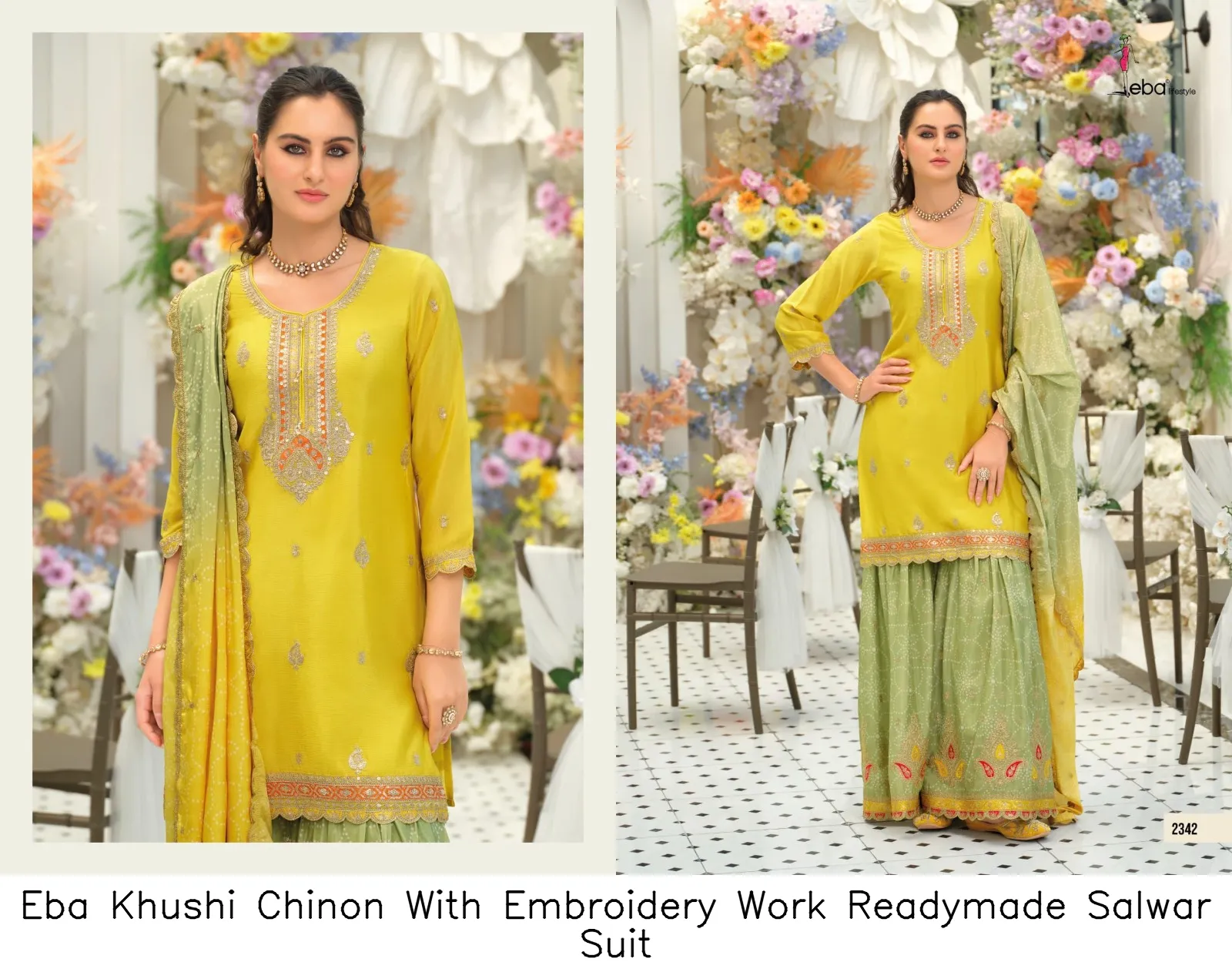 Eba Khushi Chinon With Embroidery Work Readymade Salwar Suit