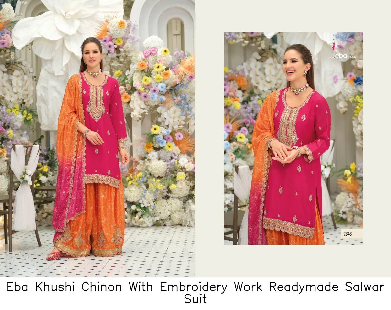 Eba Khushi Chinon With Embroidery Work Readymade Salwar Suit